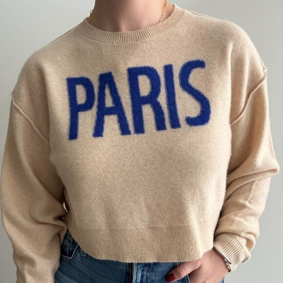 Anthropologie PILCRO The Alani Cashmere Sweater Cropped Crew-neck Blue - Picture 3 of 5